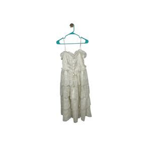 Vintage 80's JC Penny Wedding Midi Strapless Lace Boho Coquette Fairy Dress